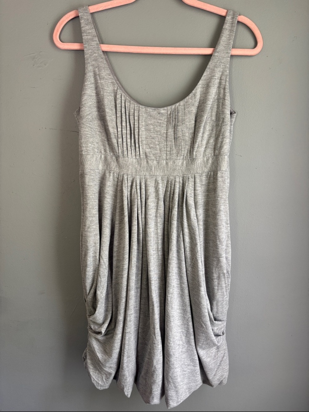 Laundry By Shelli Segal Gray Pleated Scoop-Neck Mini Dress With Pockets Size 10